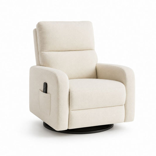 Elektrischer Relaxsessel Fernsehsessel Cremeweiß Polyester-Bouclé mit Drehfuß 82 x 92 x 104 cm