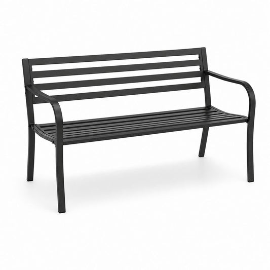 Gartenbank 2-Sitzer Schwarz pulverbeschichteter Stahl rechteckig 122 x 60 x 87 cm