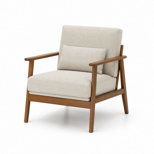 Sessel mit Armlehnen Beige Polyesterbezug Massivholzgestell 68 x 78 x 86 cm