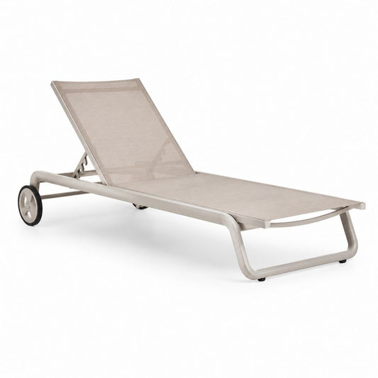Rechteckige Gartenliege mit Rollen Taupe Aluminium Textilene 195 x 65 x 95 cm