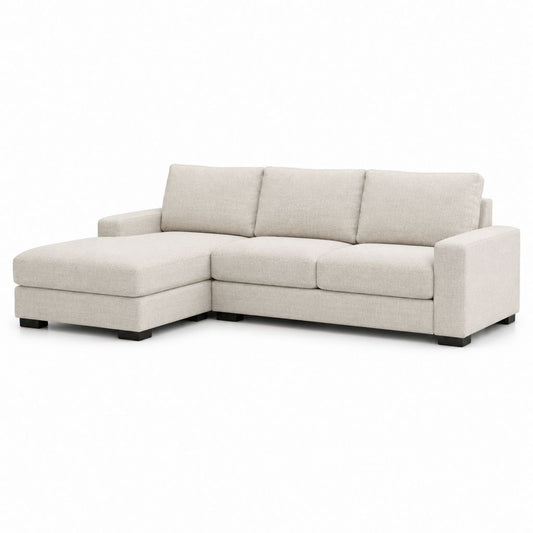 3-Sitzer Ecksofa mit Ottomane links Beige Polyester 240 x 160 x 85 cm