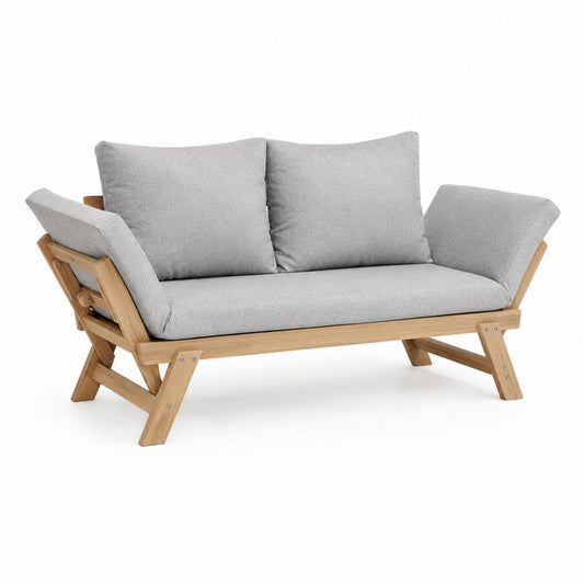 2-Sitzer Gartensofa Grau Massives Akazienholz Polyester 120 x 75 x 75 cm