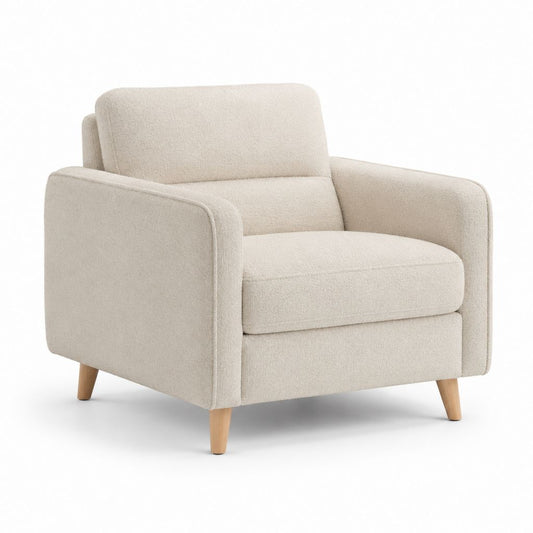 Sessel Creme Bouclé-Polyester mit Massivholzfüßen 86 x 82 x 84 cm