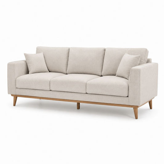 3-Sitzer Sofa Beige Polyester Rechteckig 220 x 90 x 85 cm