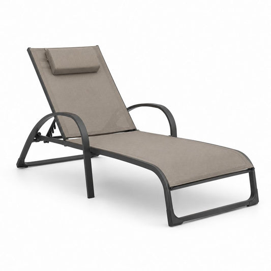 Verstellbare Gartenliege Taupe Aluminium Textilene geschwungen 190 x 65 x 98 cm