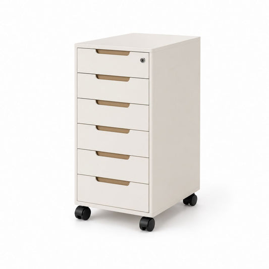 Büro-Rollcontainer mit 6 Schubladen Weiß Stahl 36 x 58 x 70 cm