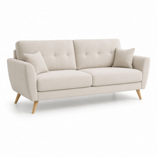 2-Sitzer Sofa Beige mit Polyesterbezug und Massivholzfüßen 180 x 85 x 86 cm