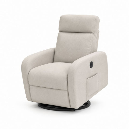 Elektrischer Relaxsessel Beige mit Polyesterbezug und Drehfuß 85 x 92 x 105 cm